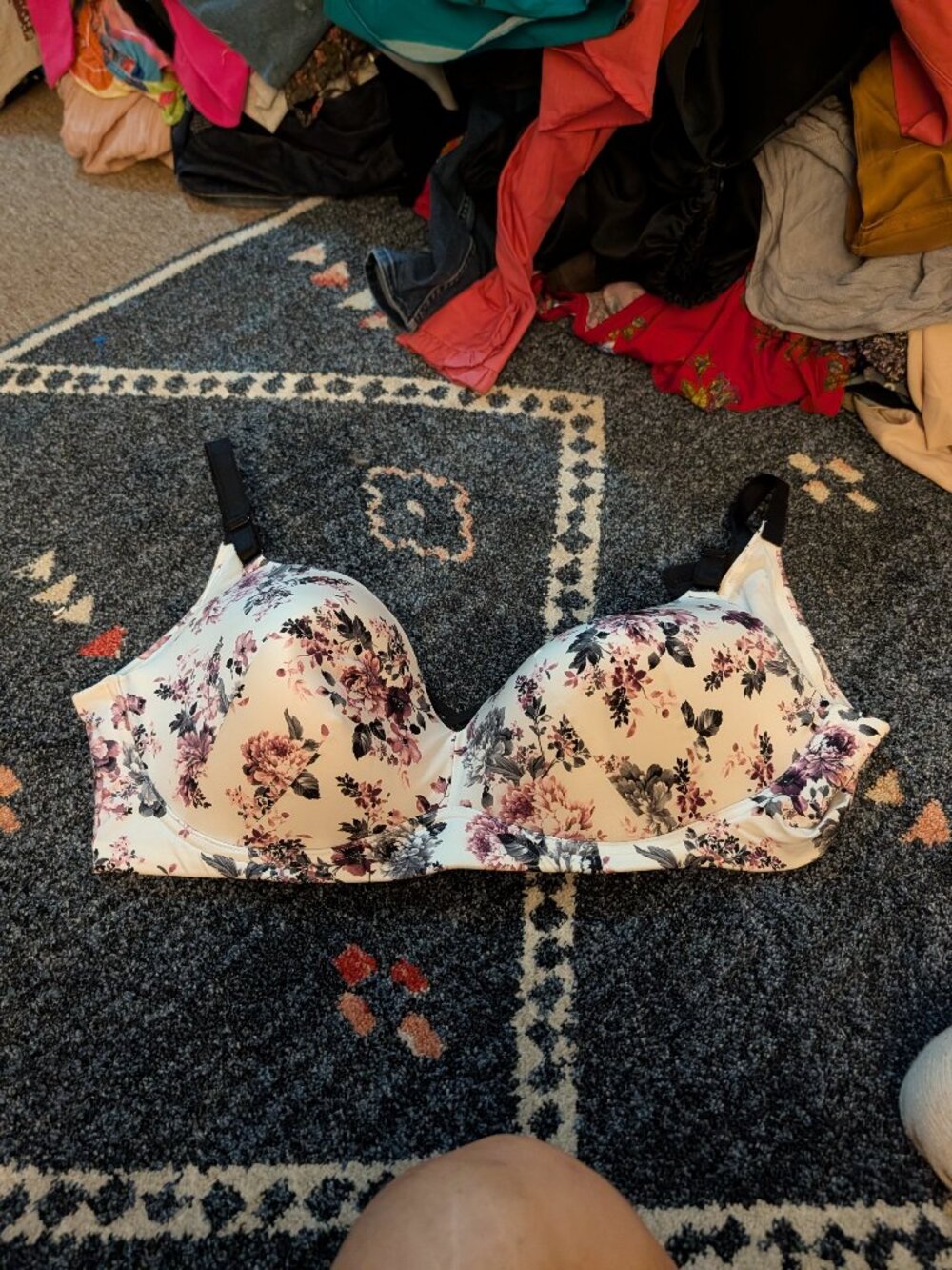 Torrid Curve Perfect T-Shirt Bra 44DD Ivory Nude Floral Lightly Lined Underwire